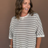 Textured Stripe Top- Mocha