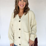 V Neck Waffleknit Cardigan- Ivory - Ana Patricia Boutique