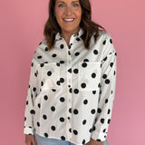 Polka Dot Button Up- Black/Cream - Ana Patricia Boutique
