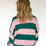 Bold Stripe Sweater- Pink/Green