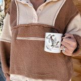 Fleece Zipper Pullover Jacket- Cocoa