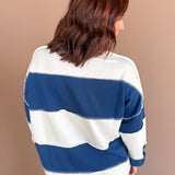 Colorblock Long Sleeve Top- Navy