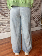 Striped Pull On Denim Pants