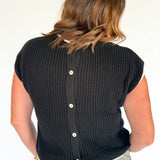 Contrast Trim Sweater Top- Black - Ana Patricia Boutique