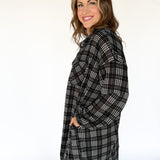 Plaid Brushed Jacket-Black/White