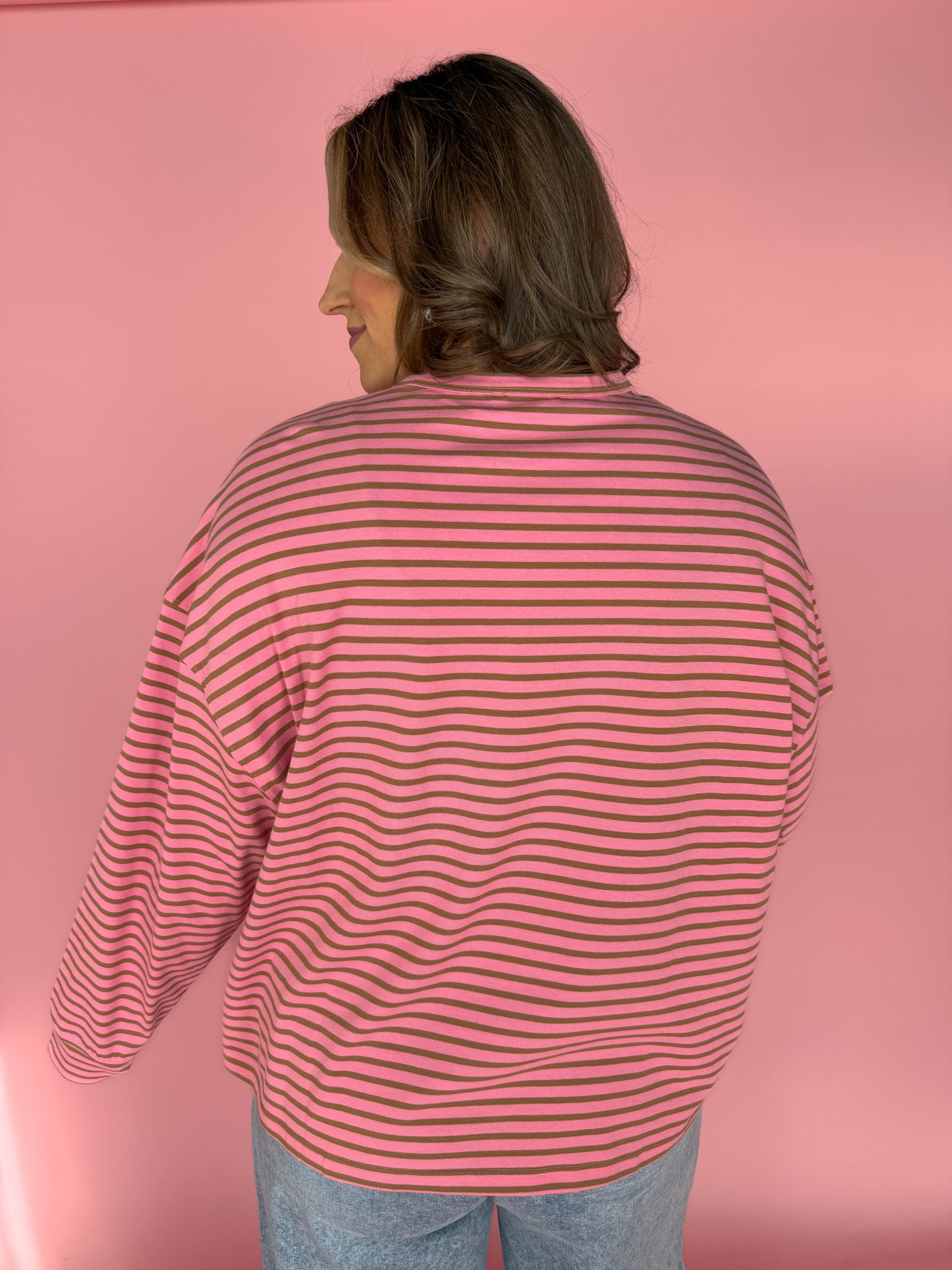 Pink Striped Long Sleeve Top - Ana Patricia Boutique
