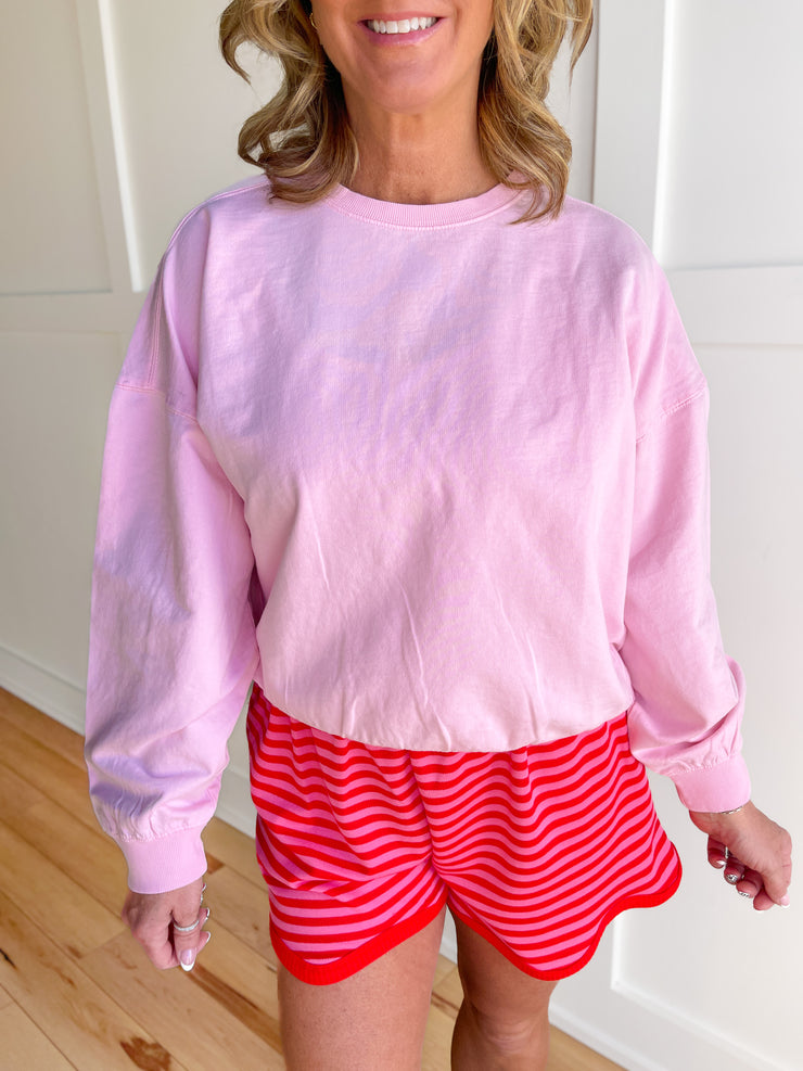 Comfort Crush Pullover- Soft Pink