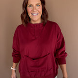 Front Pocket Pullover- Burgundy