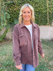 The Bonnie Corduroy Button Up- Cocoa Brown