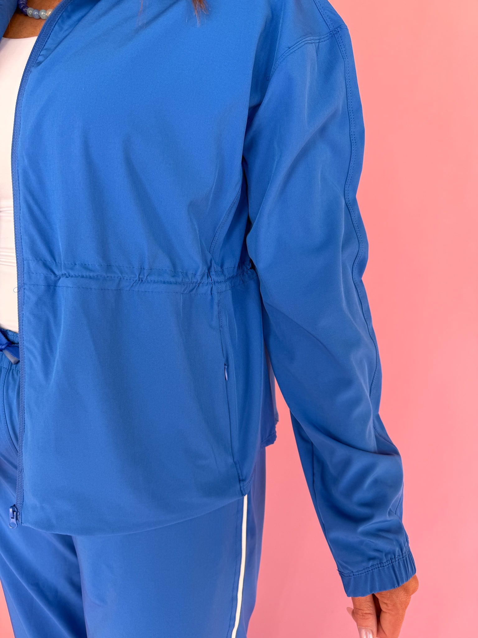 Peplum Windbreaker Jacket- Blue - Ana Patricia Boutique