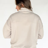 Scuba Piping Quarter Zip- Taupe/Cream
