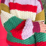 Colorblock Chunky Sweater- Red Combo