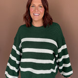 Striped Oversized Sweater- Green