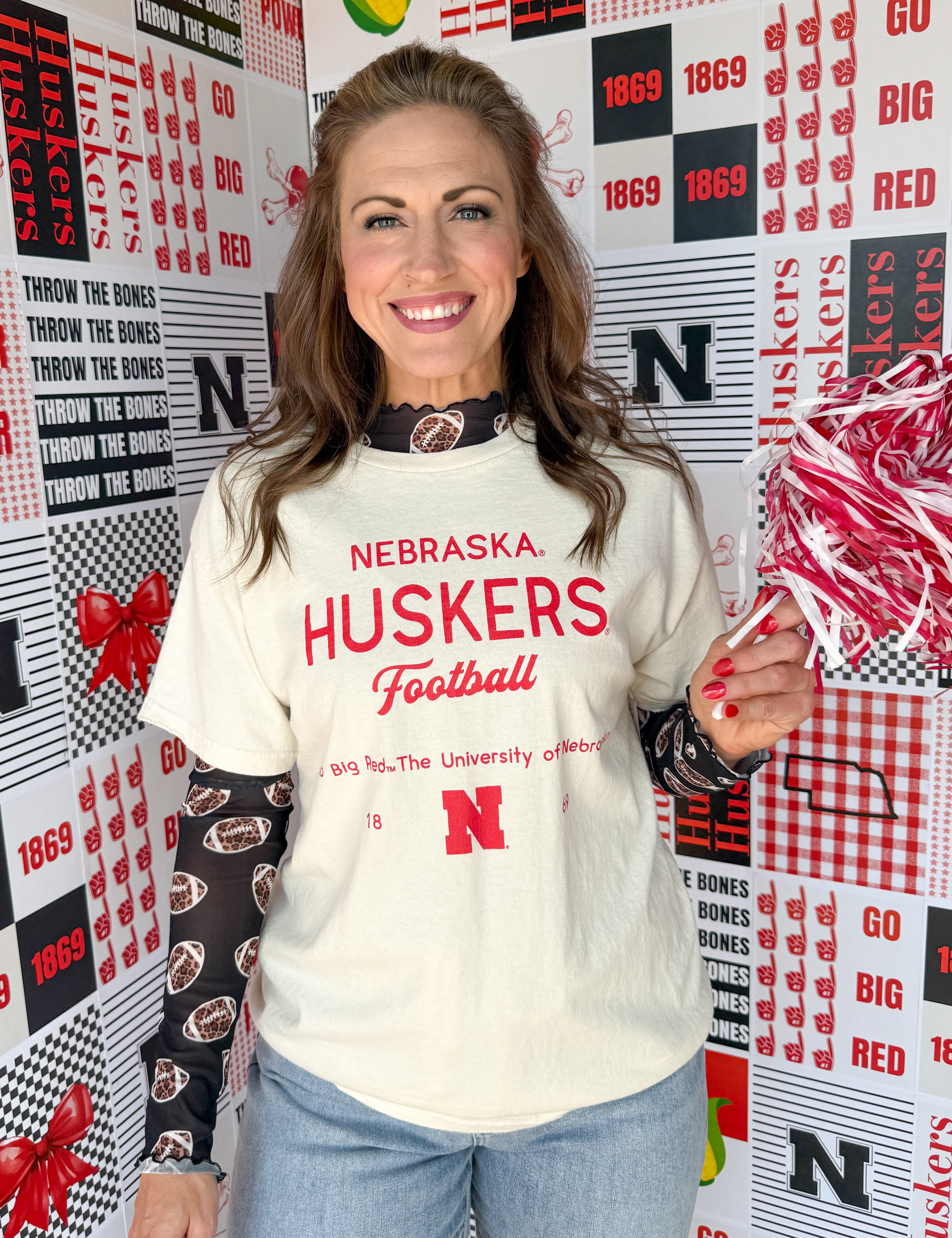 Nebraska Huskers Shot Off Tee- Off White - Ana Patricia Boutique