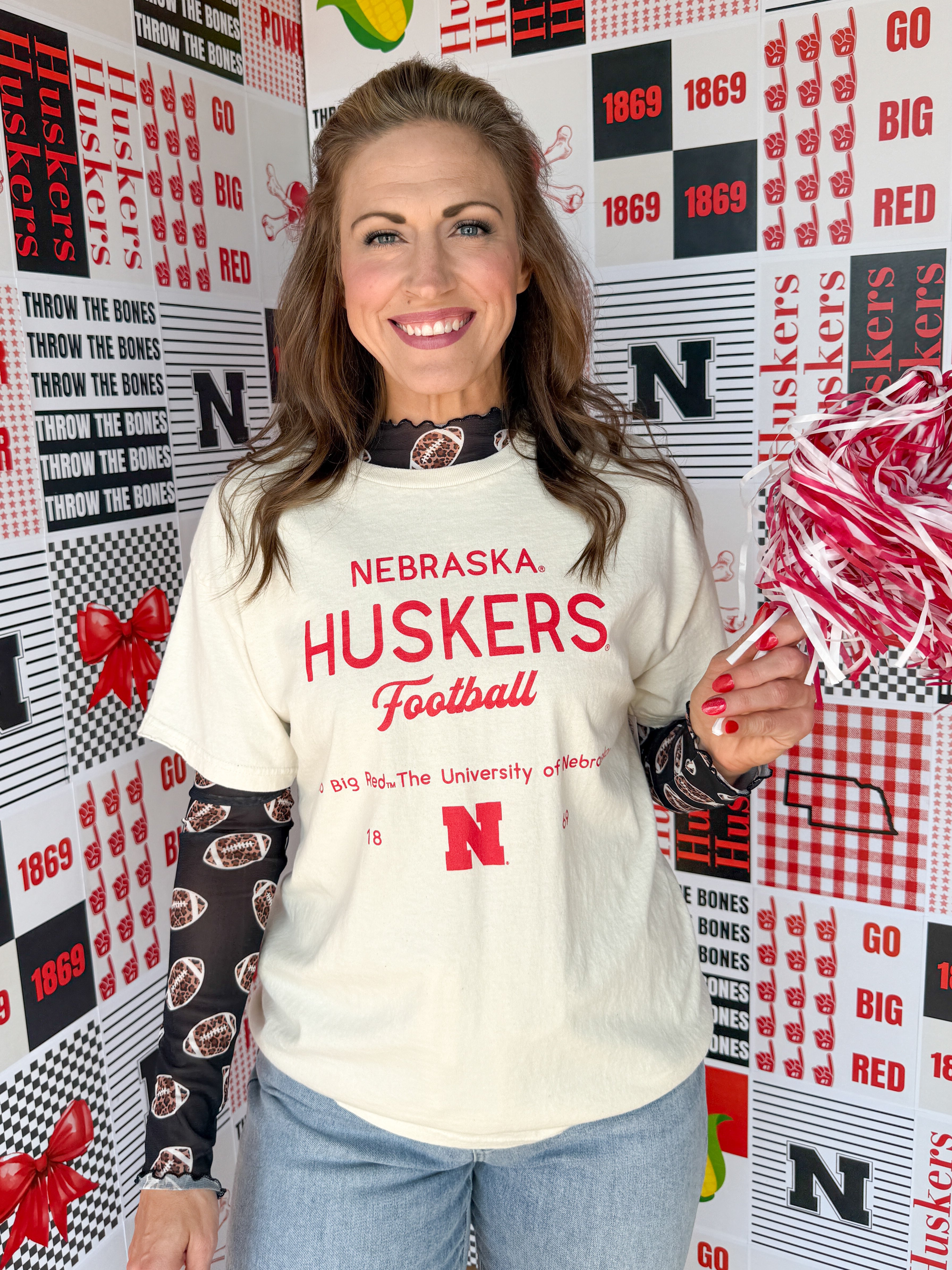 Nebraska Huskers Shot Off Tee- Off White - Ana Patricia Boutique