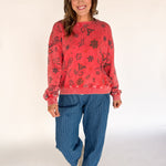 Floral Print Pullover- Boho Red - Ana Patricia Boutique