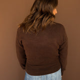 Off the Shoulder Sweater Top- Brown