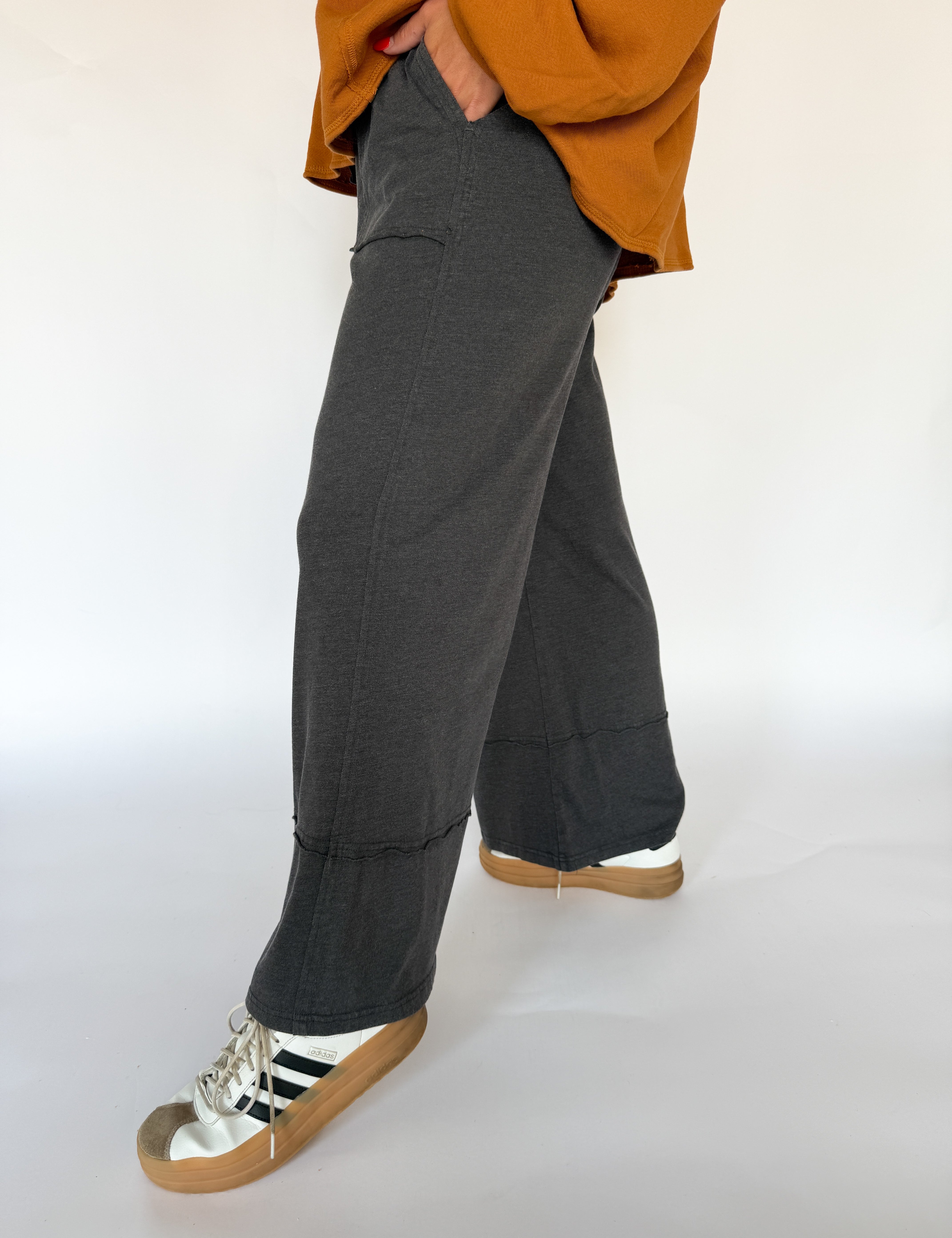 Cotton Slub Lounge Pant-Charcoal - Ana Patricia Boutique