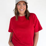 Crew Neck Short Sleeve Top- Red - Ana Patricia Boutique