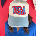 USA Flag Patch Denim Two-Tone Baseball Cap - Ana Patricia Boutique