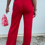 Soft Scuba Wide Pants-Red
