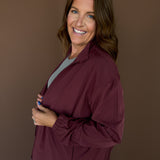 Peplum Windbreaker Jacket- Rosewood