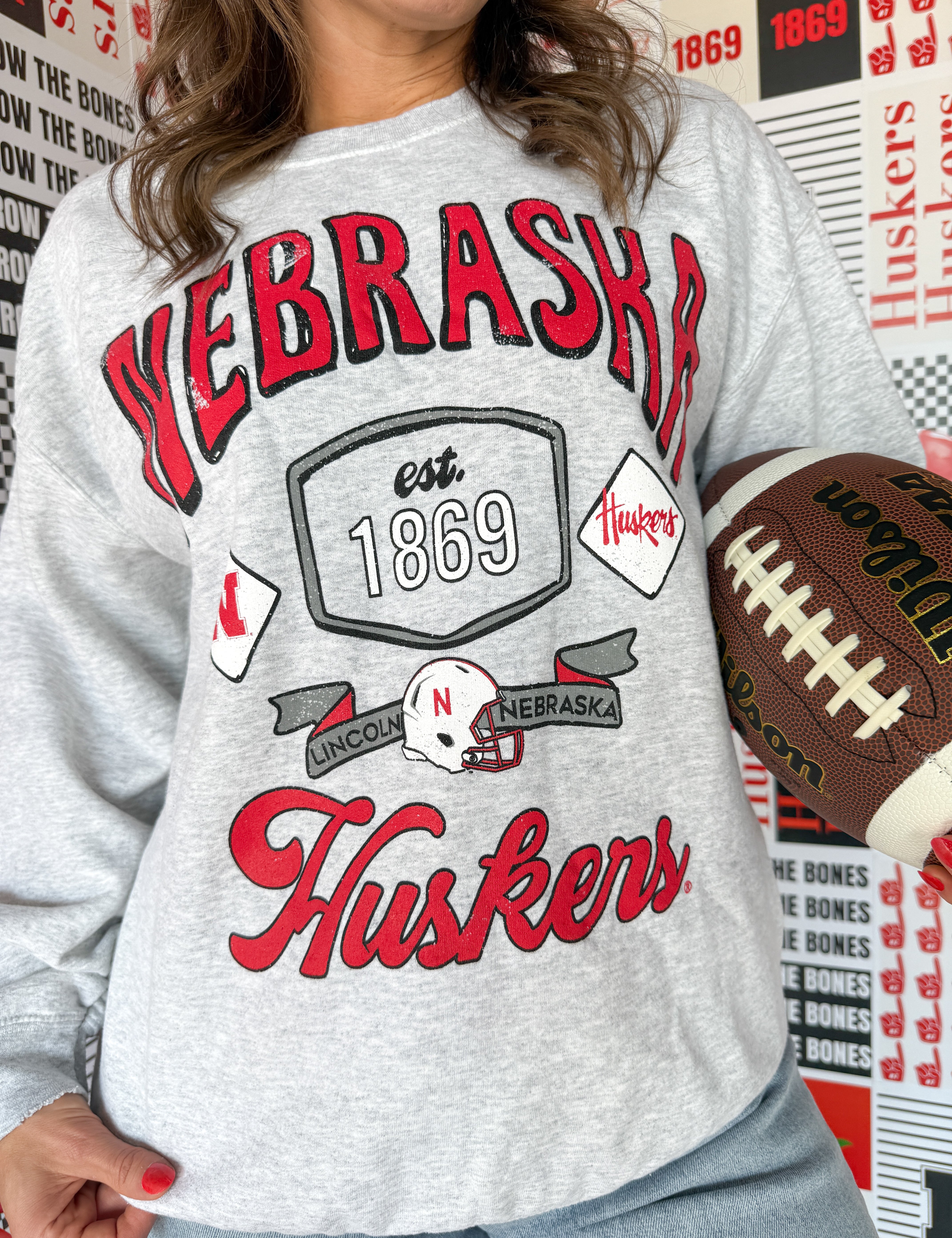 Nebraska Huskers Patches Crewneck - Ana Patricia Boutique