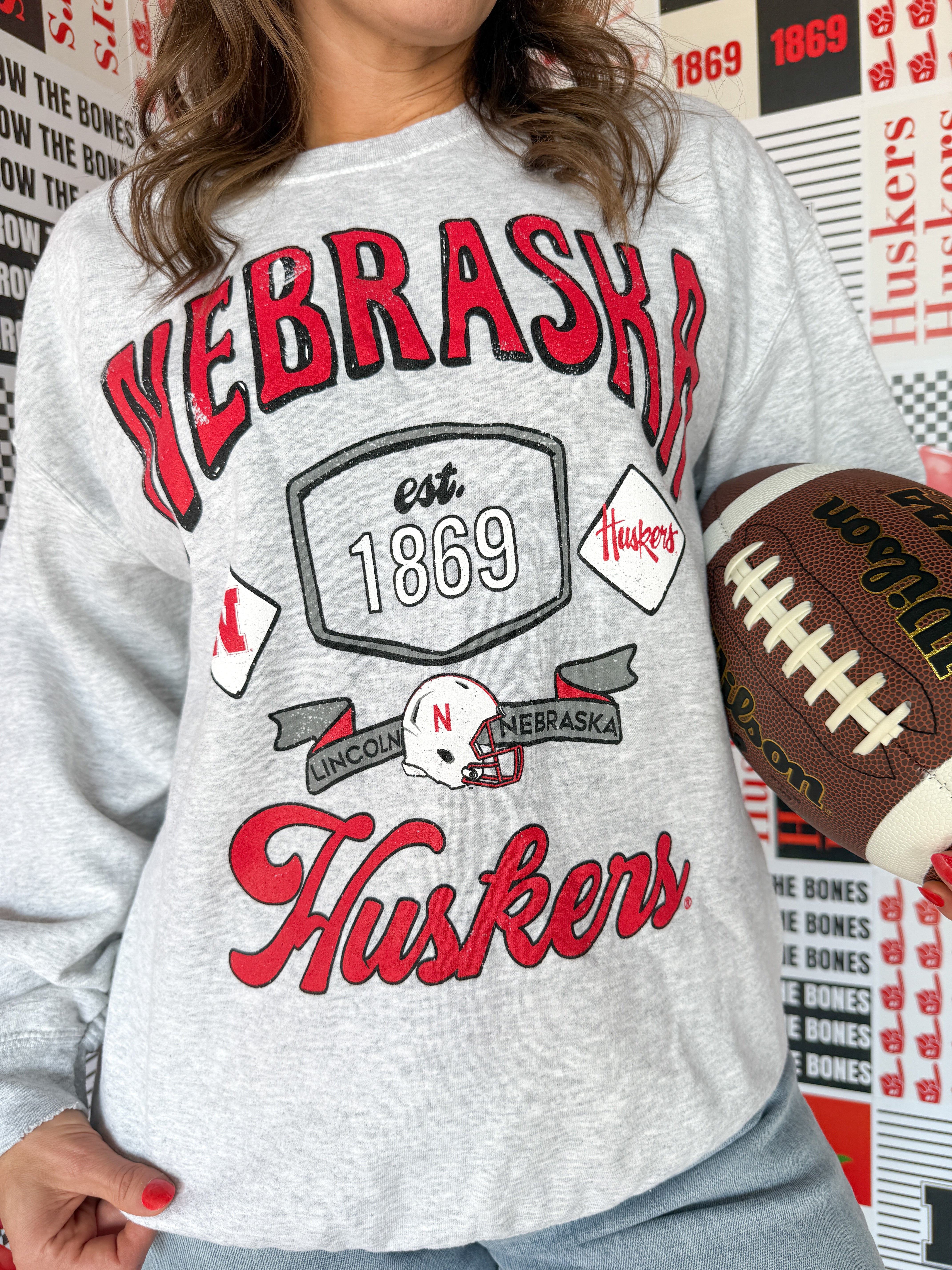 Nebraska Huskers Patches Crewneck - Ana Patricia Boutique