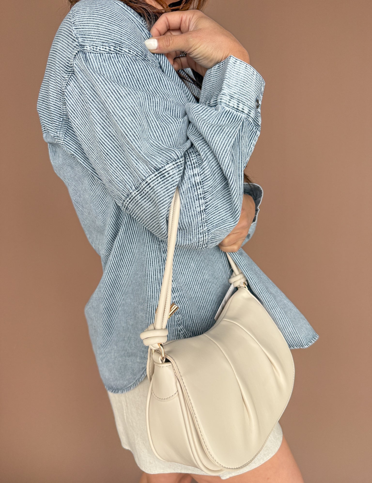 Chambray Striped Button Down-Dark - Ana Patricia Boutique