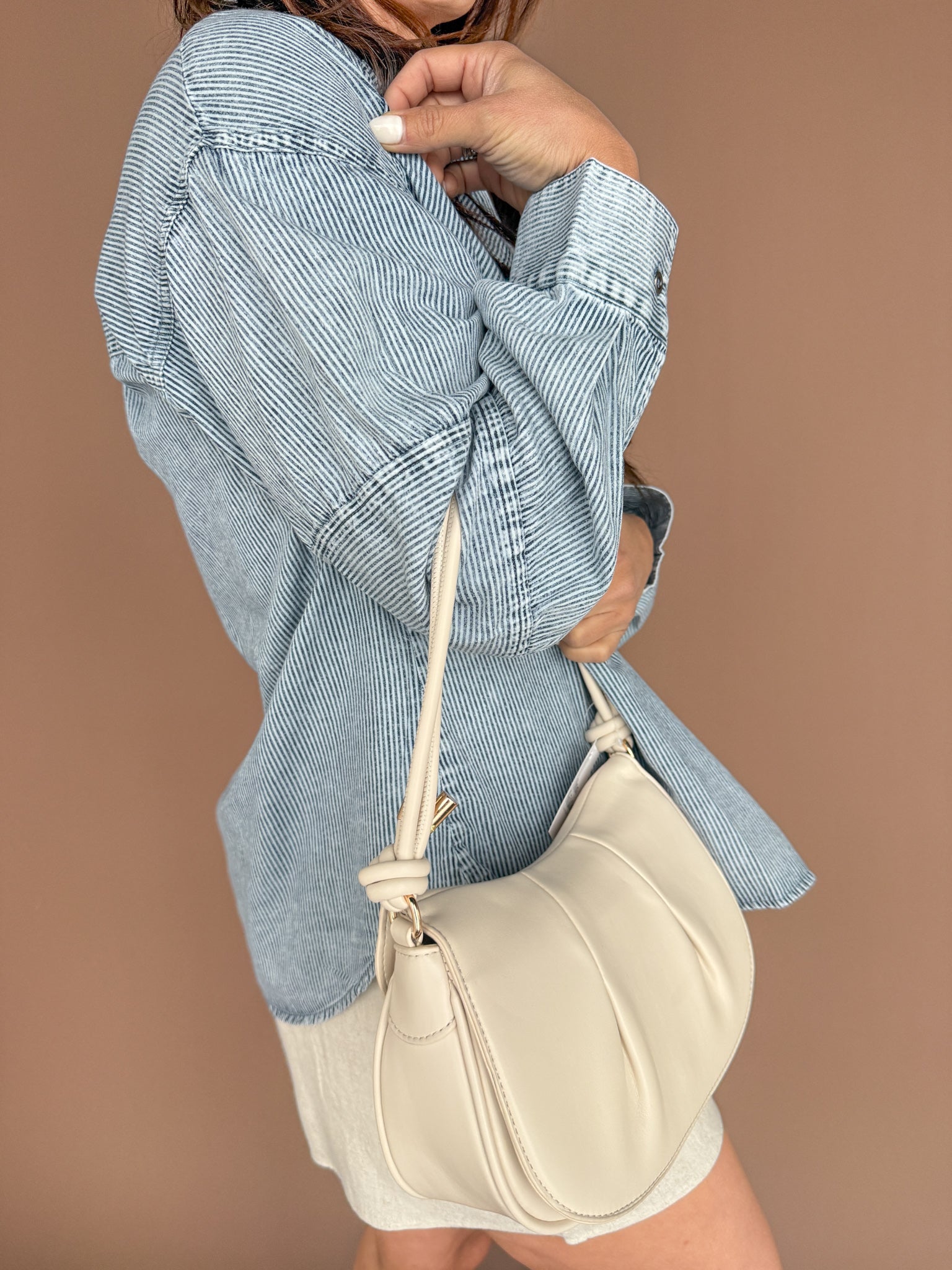 Chambray Striped Button Down-Dark - Ana Patricia Boutique