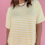 Oversized Stripe Tee- Yellow/White - Ana Patricia Boutique