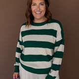 Thick Stripe Sweater- Hunter Green