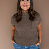 Short Sleeve Sweater-Brown