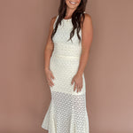 Round Neck Lace Tank- Cream - Ana Patricia Boutique