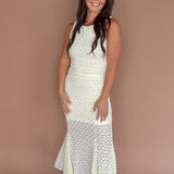 Round Neck Lace Tank- Cream - Ana Patricia Boutique