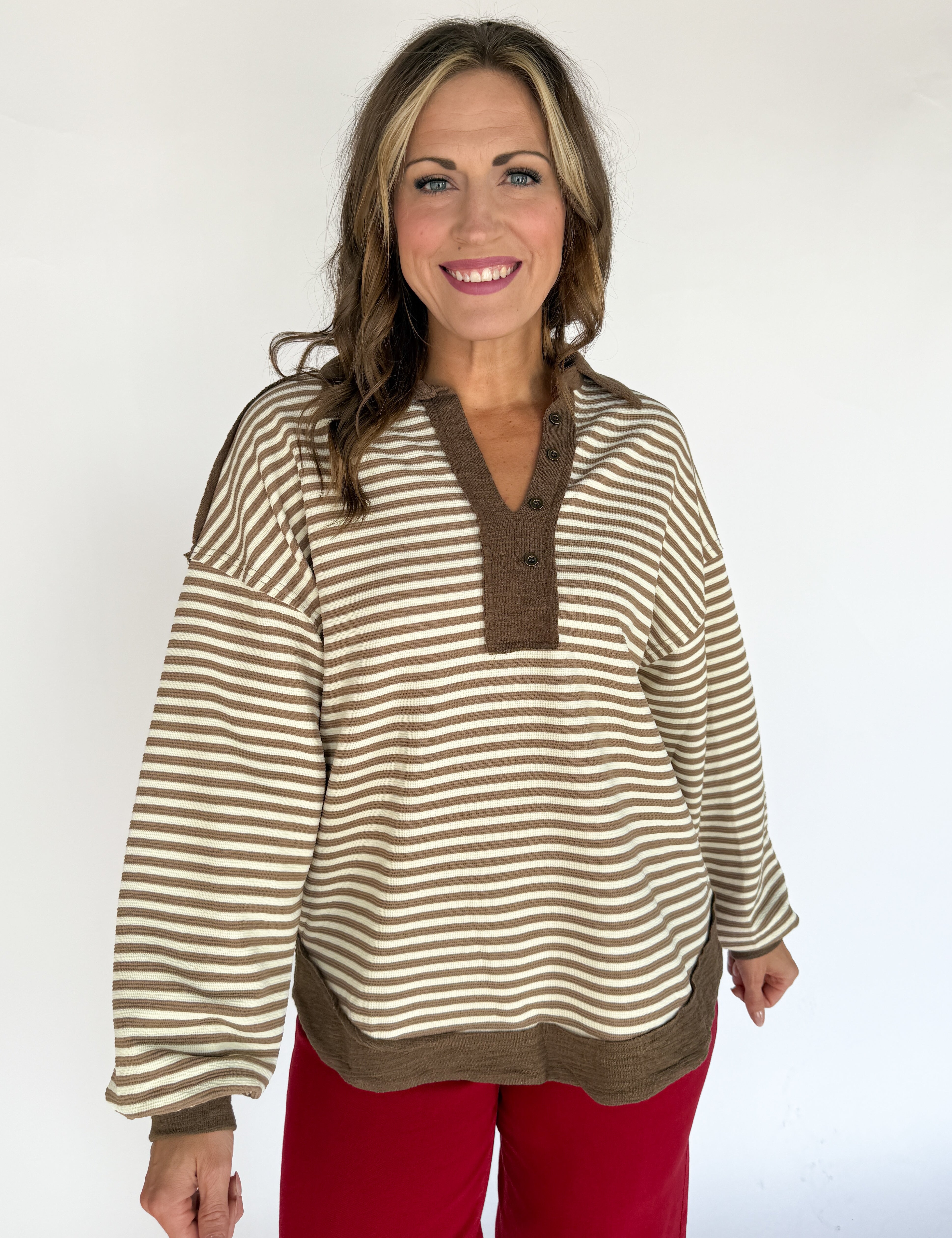 Slub Knit Top- Mocha - Ana Patricia Boutique