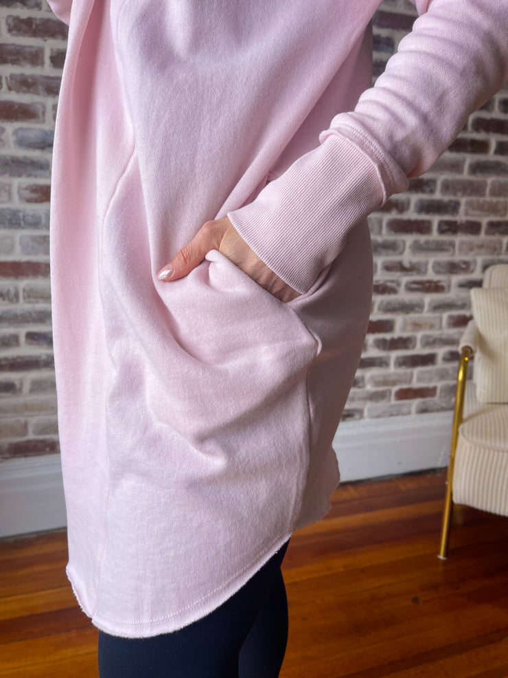 Long Line Open Cardigan- Pink