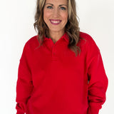 Oversized Polo Pullover- Red