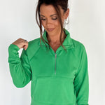 Luxe Ribbed 3/4 Zip-Green - Ana Patricia Boutique
