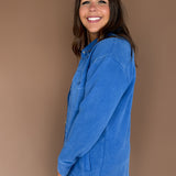Snap Oversized Jacket- Royal Blue