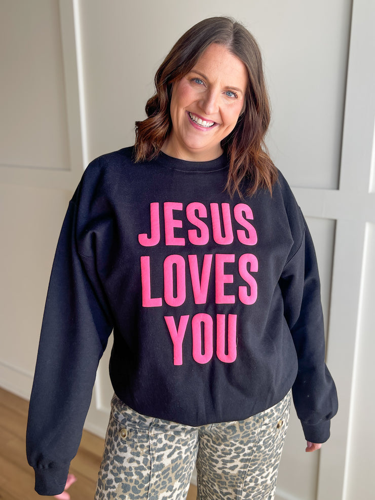 Puff Jesus Loves You Crewneck