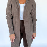 Chunky Waffleknit Cardigan- Brown