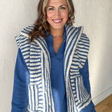 Stripe Zip Up Vest- Blue