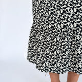 Abstract Print Midi Dress- Black/Ivory