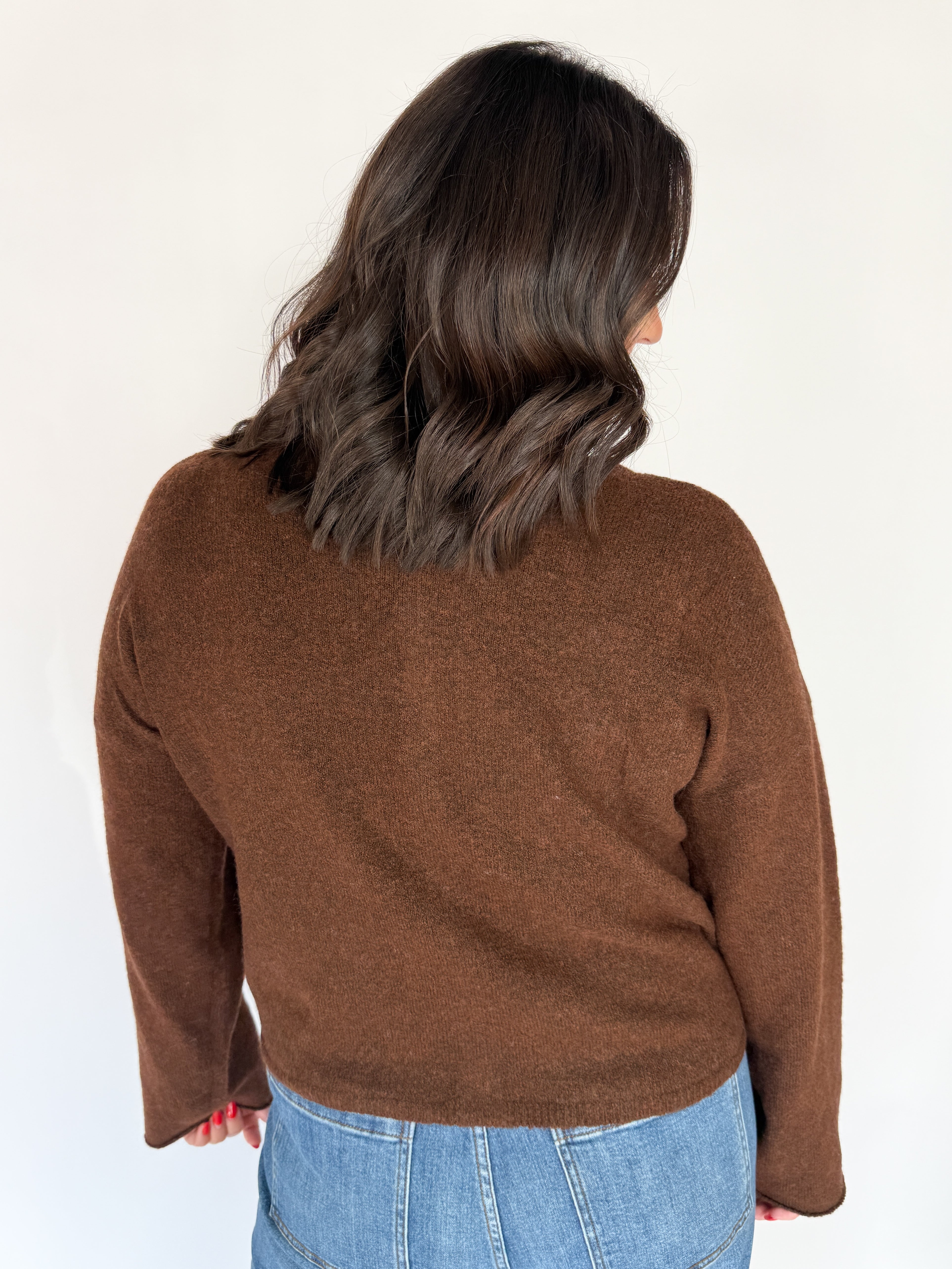 Classic Button Cardigan Top- Chocolate - Ana Patricia Boutique