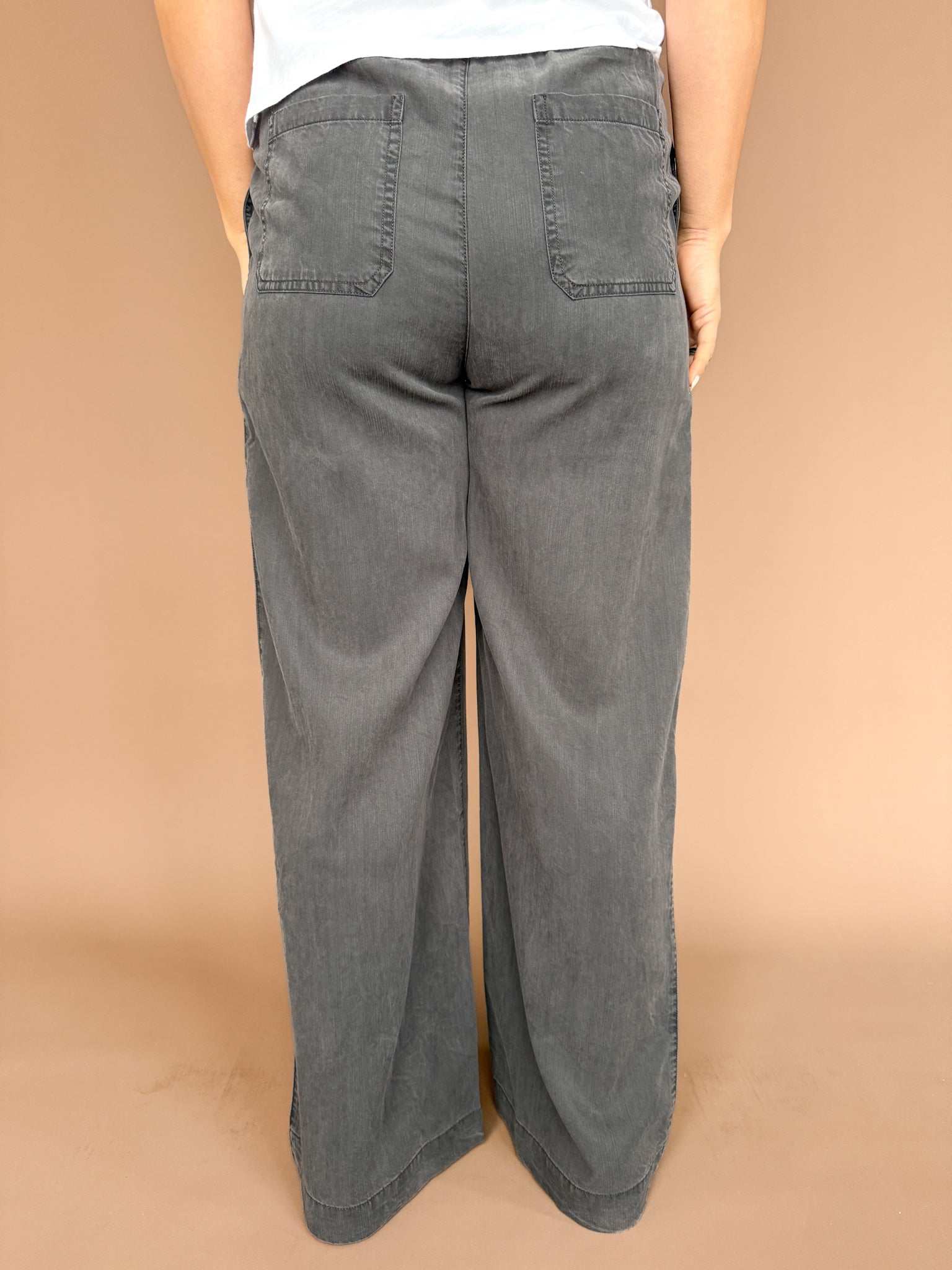 Tencel Wide Leg Pants-Charcoal - Ana Patricia Boutique