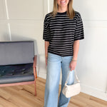 Oversized Stripe Top- Black - Ana Patricia Boutique