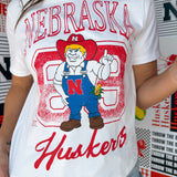 Huskers Club Mascot  Tee: White - Ana Patricia Boutique
