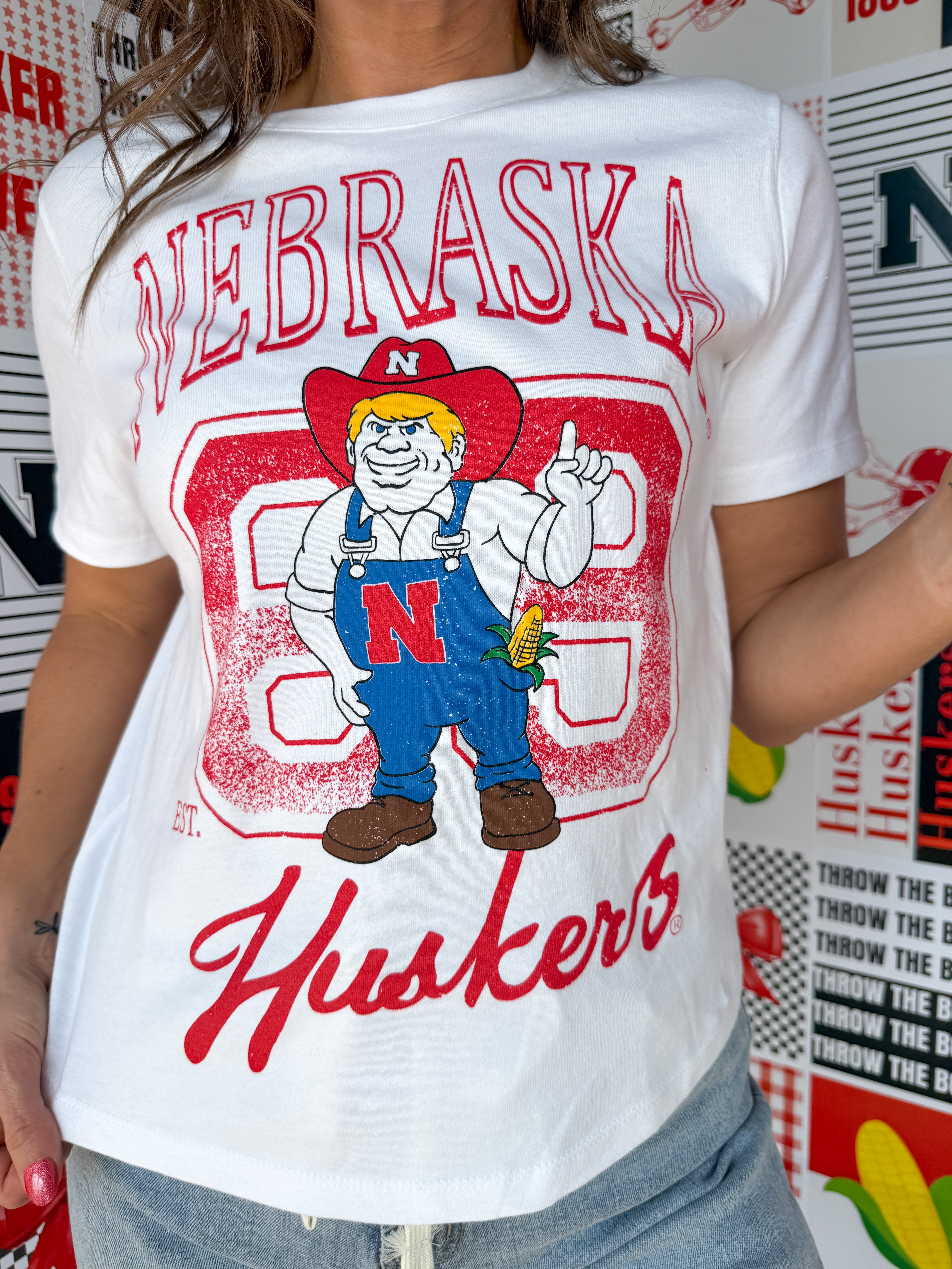 Huskers Club Mascot  Tee: White - Ana Patricia Boutique