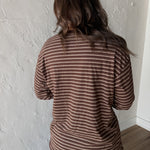 Striped Crewneck Top- Brown - Ana Patricia Boutique